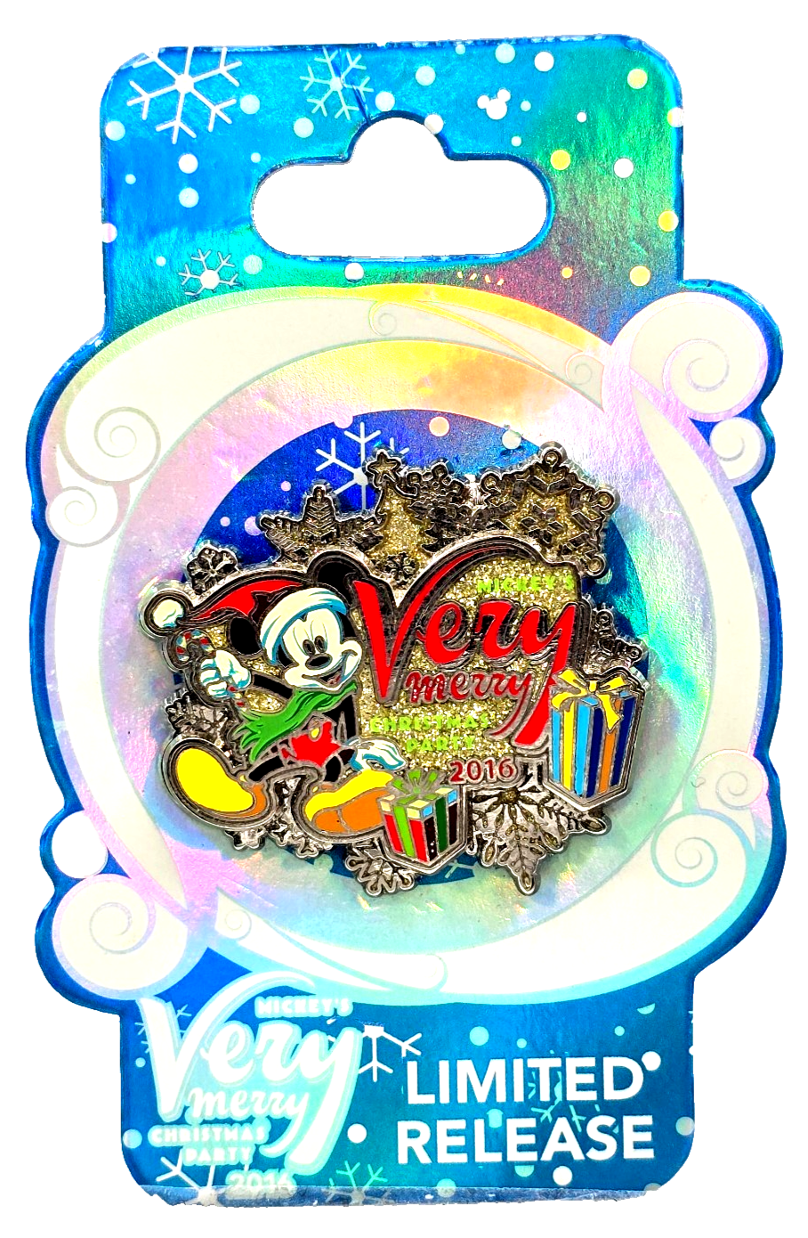 2016 Mickey Christmas Party 3D Logo Pin VERT β Disney Limited Release HTF Rare