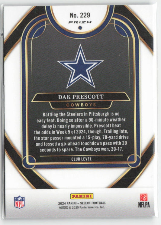 2024 Panini Select Dak Prescott #229 Red & Yellow Prizm Shock Dallas Cowboys