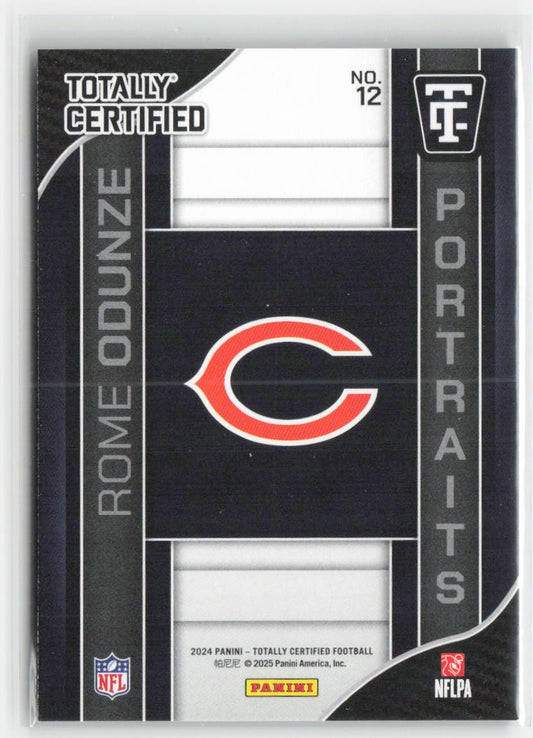 2024 Panini Totally Certified Rome Odunze #12 Portraits Chicago Bears Football