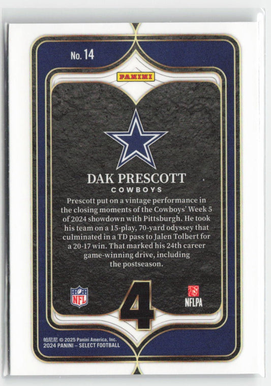 2024 Panini Select Dak Prescott #14 Select Numbers Dallas Cowboys Football