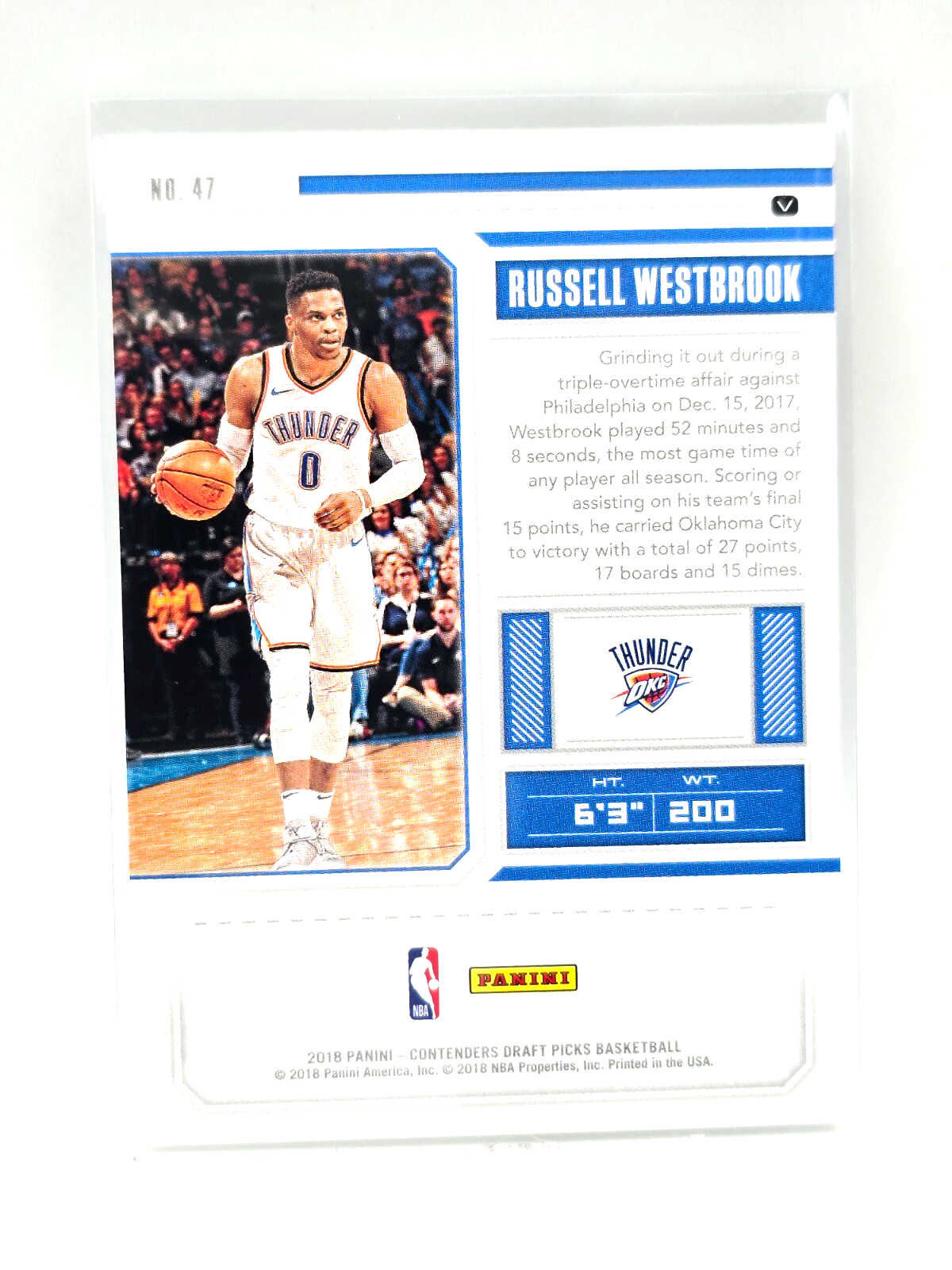 2018 Contenders Draft Picks Russell Westbrook #47b White Jersey Variant UCLA