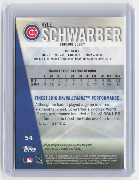 2017 Finest Kyle Schwarber #54 Chicago Cubs Baseball