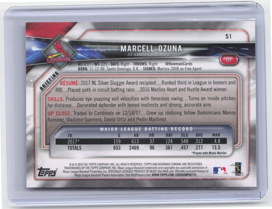 2018 Bowman Marcell Ozuna #51 Purple #/250 Baseball