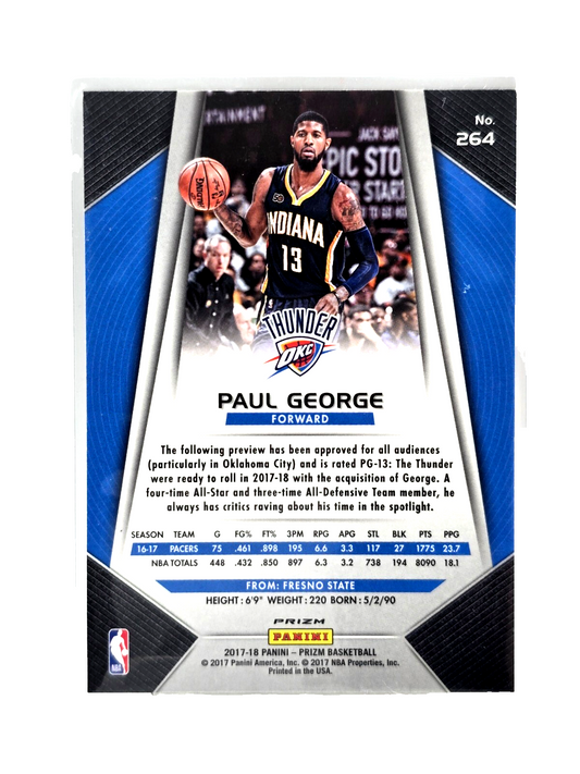 2017 Panini Paul George #264 TRUE Silver Parallel Pacers Thunder Clippers NBA