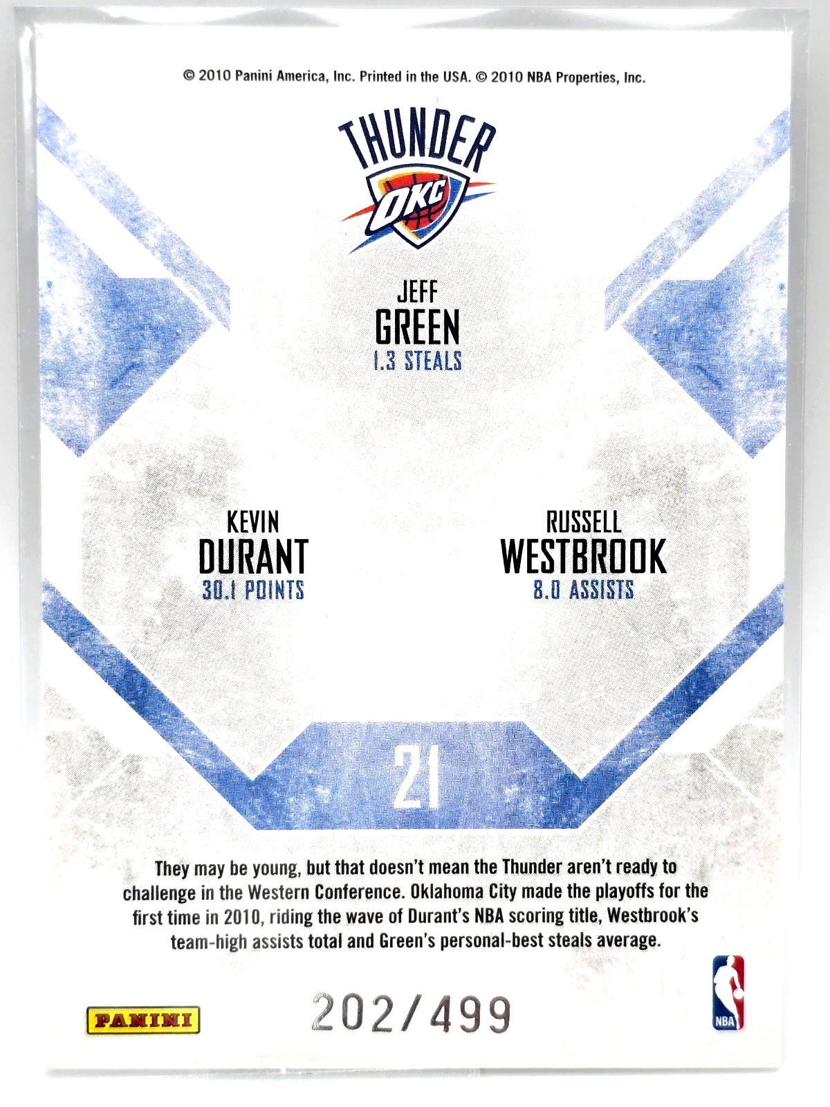 2019 Durant/Green/Westbrook #21 Panini Rookies & Stars #/499 Team Leaders