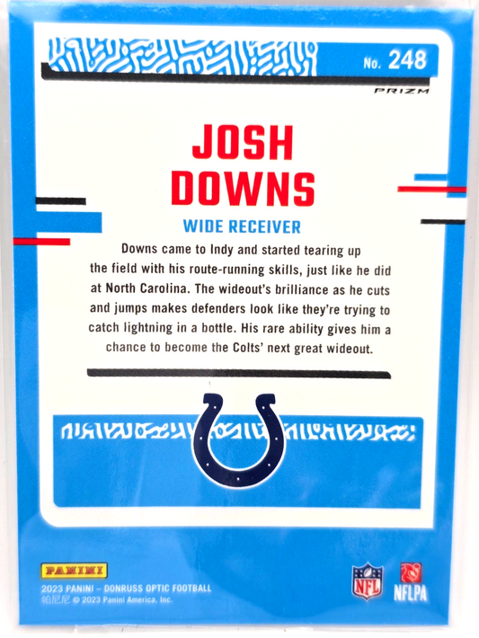 2023 Donruss Optic Josh Downs Blue Glitter Prizm Rated Rookie SSP Colts #248