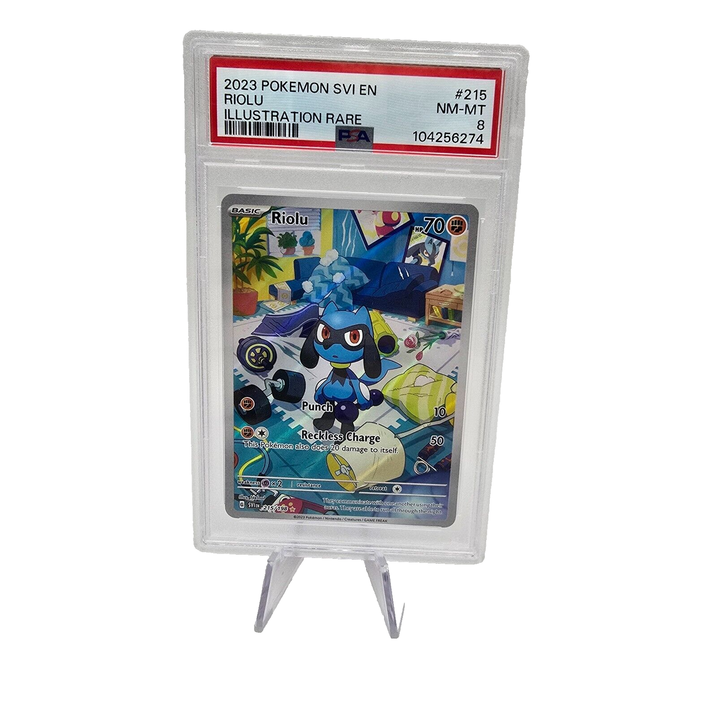 Riolu 215/198 Illustration Rare Holo PSA 8 Pokemon TCG Scarlet & Violet English