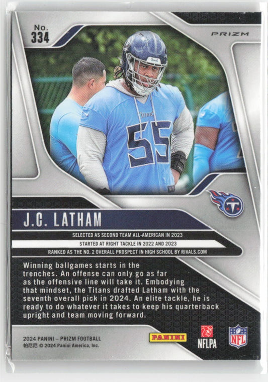 2024 Panini Prizm J.C. Latham #334 Rookie Lazer Tennessee Titans Football