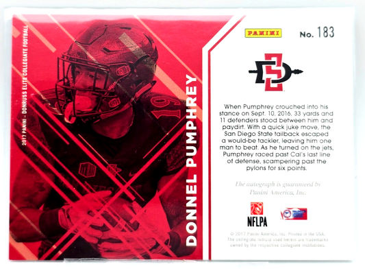 2017 Elite Draft Picks Aspirations Purple /99 Donnel Pumphrey Rookie Auto RC
