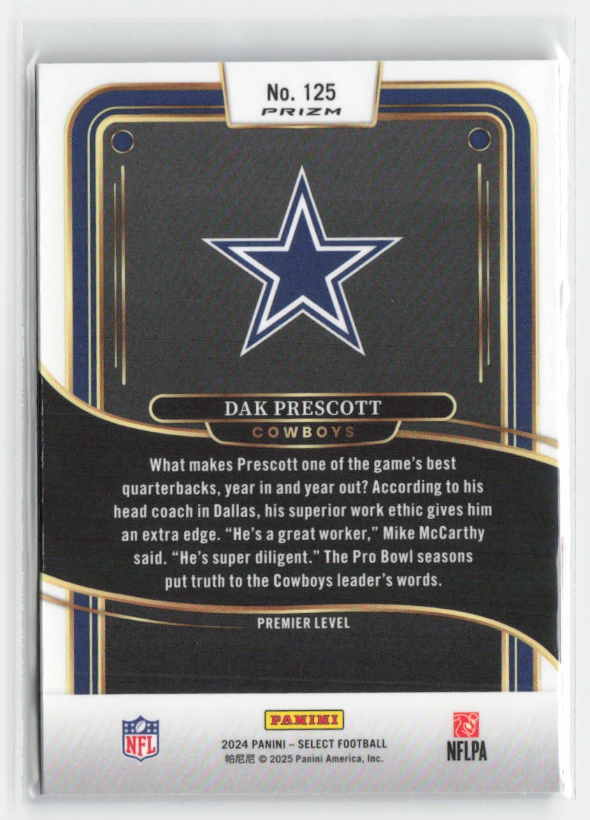 2024 Panini Select Dak Prescott #125 Black & Red Prizm Shock Dallas Cowboys