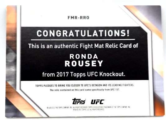2017 Topps UFC Knockout Ronda Rousey #FMR-RRO Green Mat Relic /50
