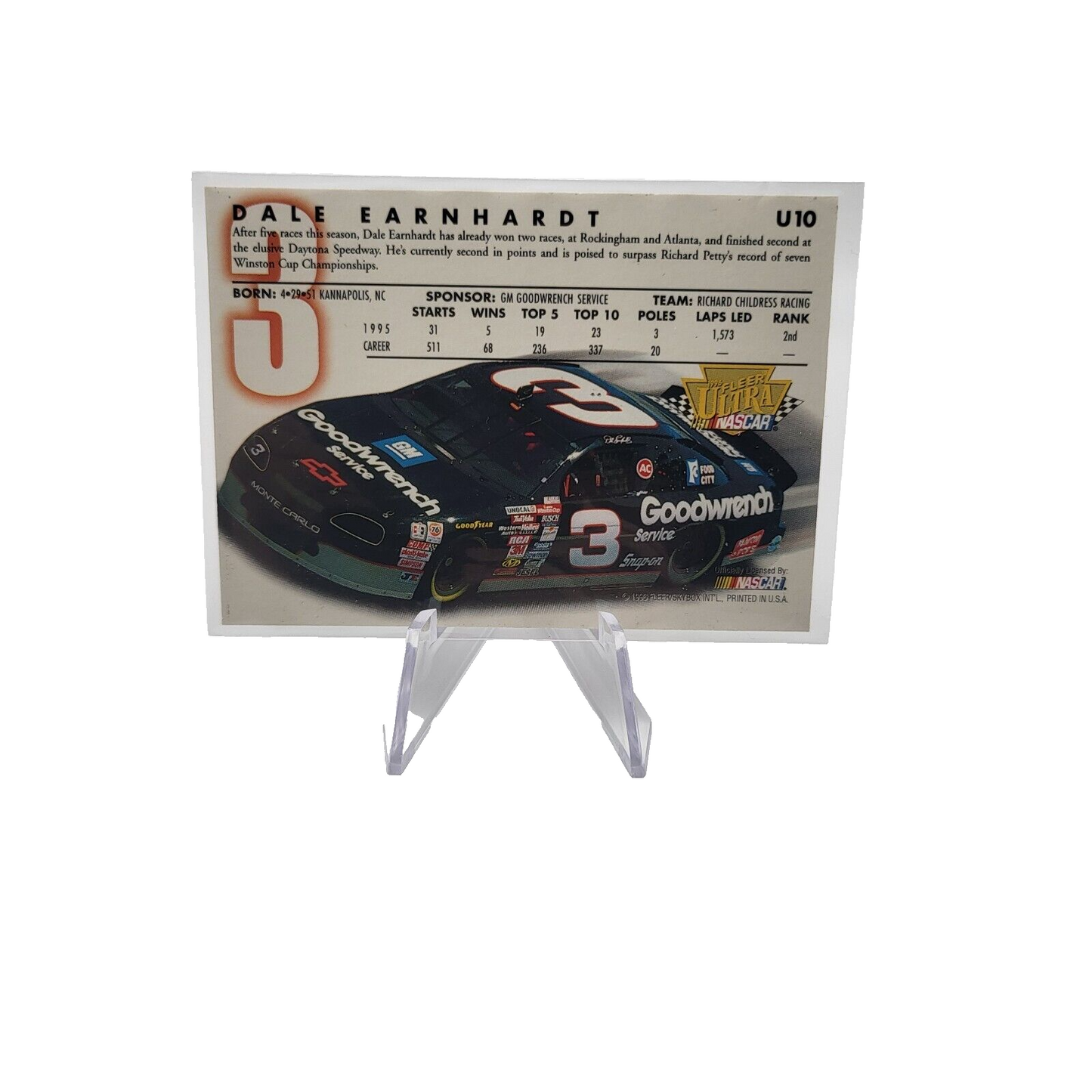 1996 Fleer Ultra Update Dale Earnhardt #U10 Richard Childress Racing