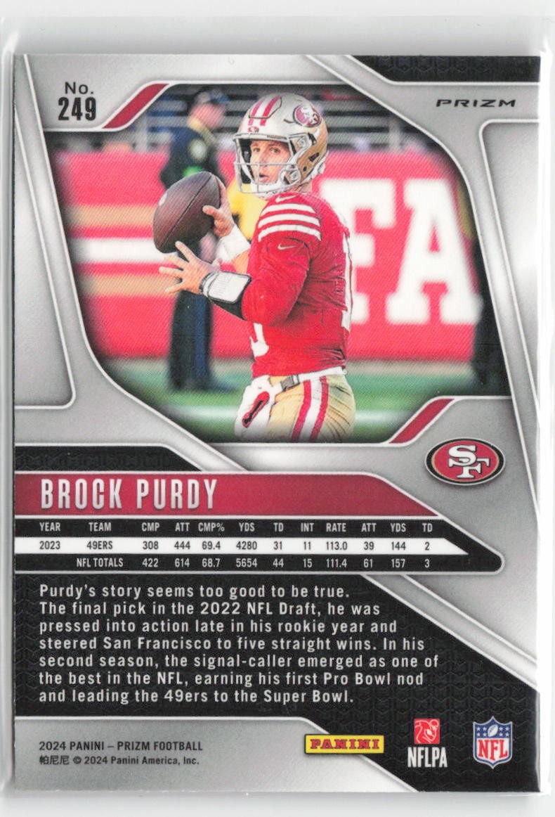 2024 Panini Prizm Brock Purdy #249 Pink San Francisco 49ers