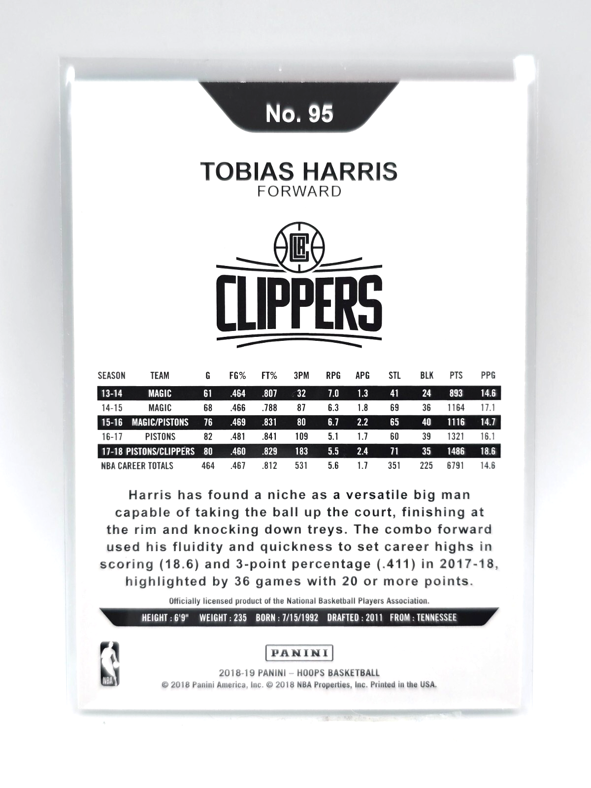 2018 Hoops Tobias Harris #95 Teal Explosion – SSP Parallel Los Angeles Clippers