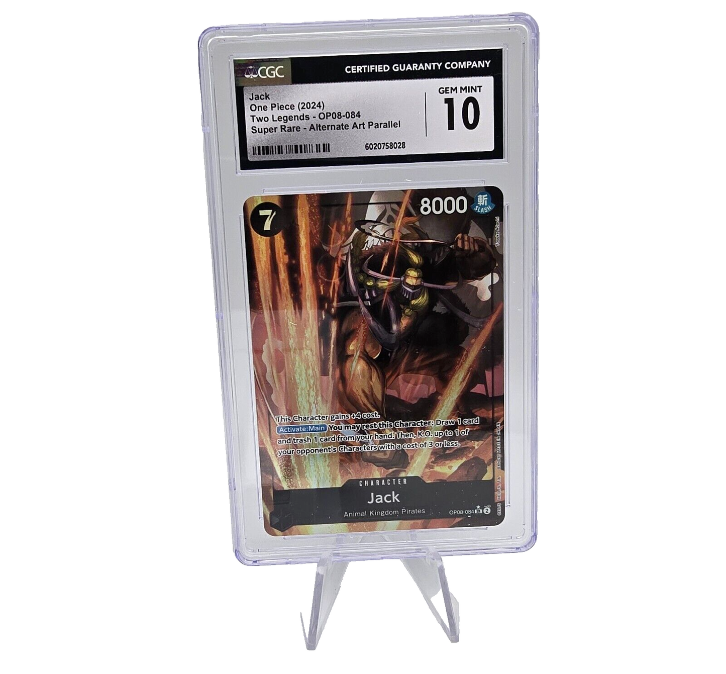 One Piece TCG OP08-084 Jack SR Alternate Art CGC GEM MINT 10 Two Legends