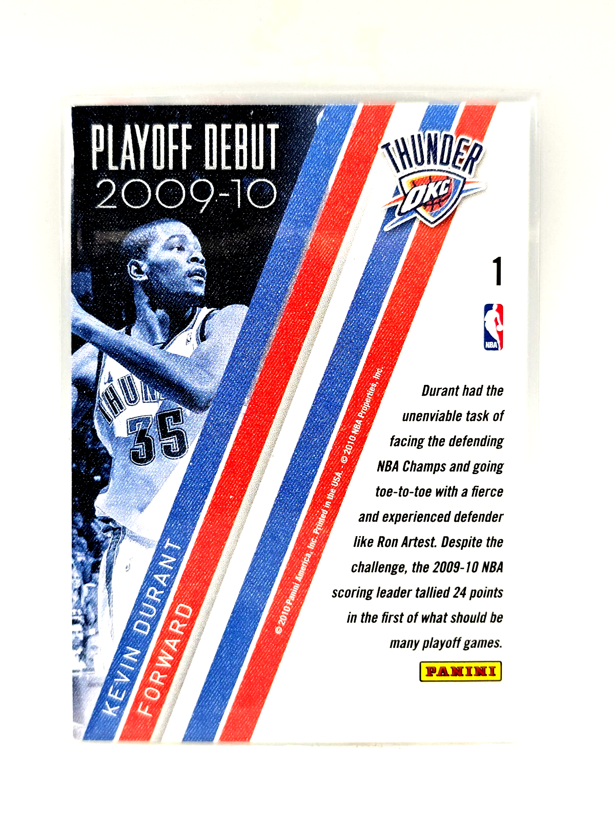 2009‑10 Panini Season Update Kevin Durant #1 Playoff Debut NBA Card