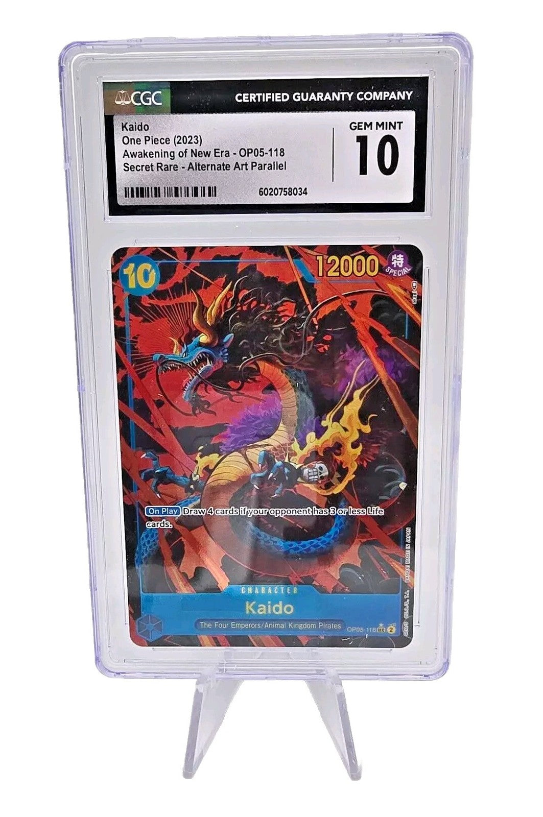 Kaido OP05-118 Secret Rare Alt Art CGC GEM MINT 10 One Piece Card English