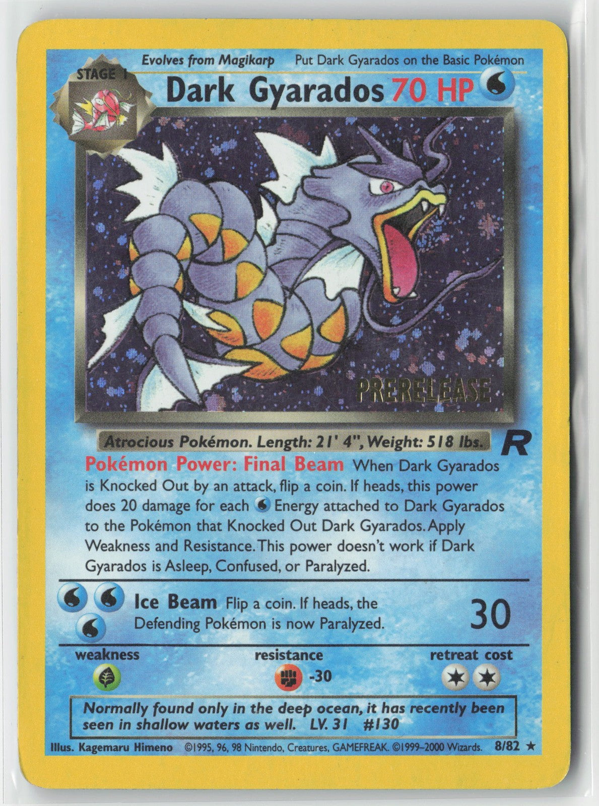 Dark Gyarados (Prerelease) #08/82 WoTC Promo Pokemon