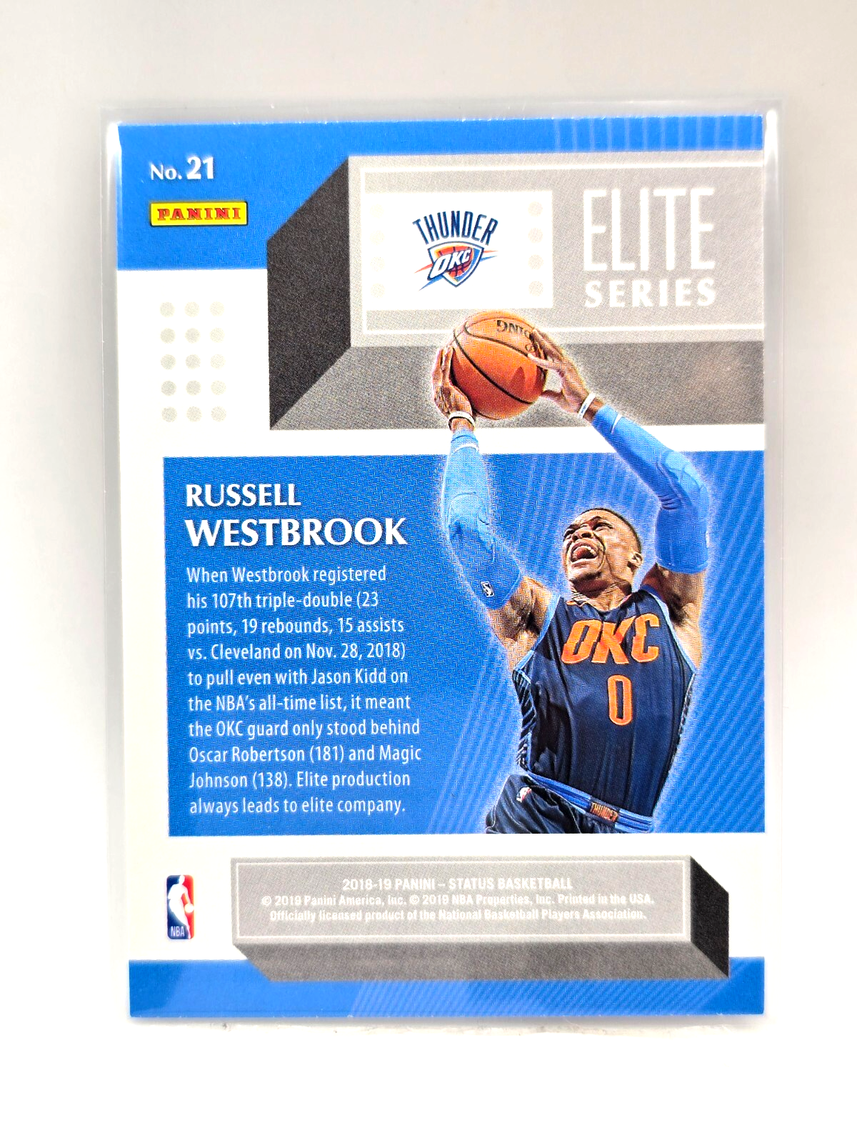 2018‑19 Panini Status Russell Westbrook #21 Elite Series Insert OKC Thunder