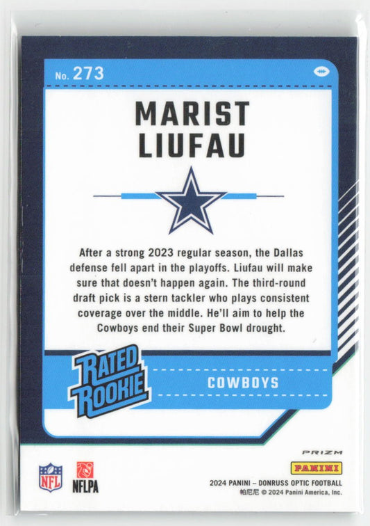 2024 Donruss Optic Marist Liufau #273 Green Hyper Dallas Cowboys Football