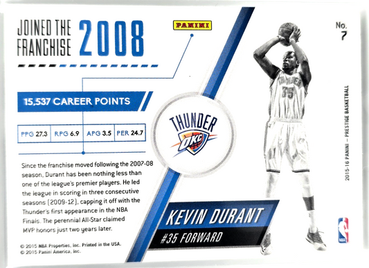 2015‑16 Panini Prestige Kevin Durant #7 Franchise Favorites Insert – NBA Thunder