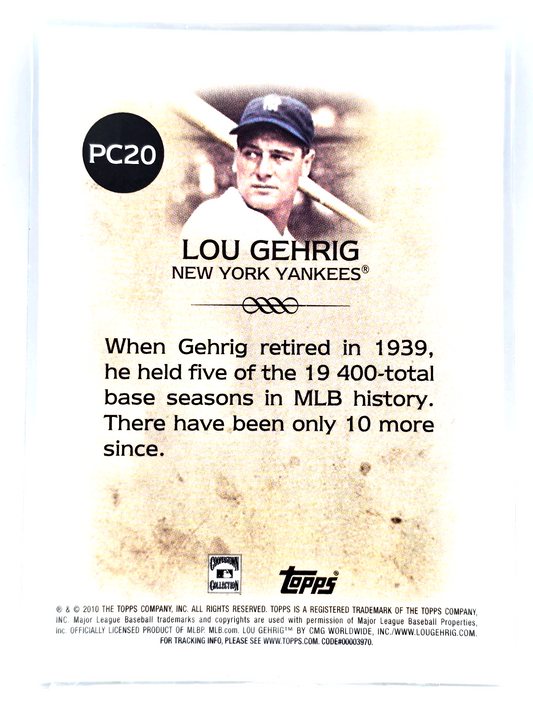 2010 Topps Legends Lou Gehrig #PC20 Platinum – Yankees HOF Walmart Cereal Insert