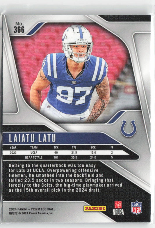 2024 Panini Prizm Laiatu Latu #366 Rookie Indianapolis Colts Football