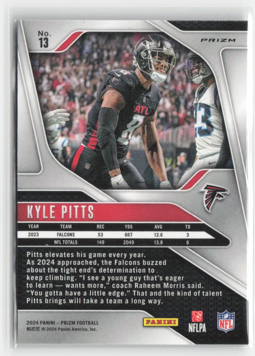 2024 Panini Prizm Kyle Pitts #13 Silver Atlanta Falcons Football