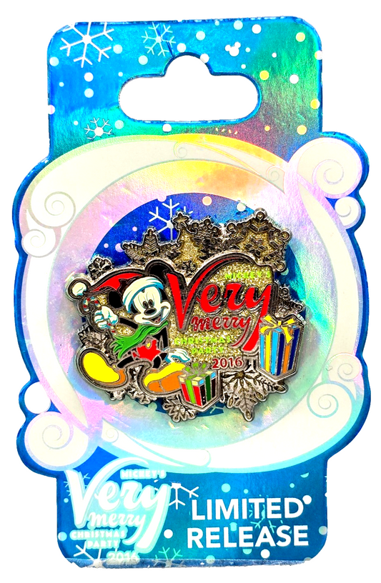 2016 Mickey Christmas Party 3D Logo Pin VERT – Disney Limited Release HTF Rare