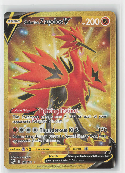Galarian Zapdos V (Secret) #182/172 SWSH09: Brilliant Stars Pokemon