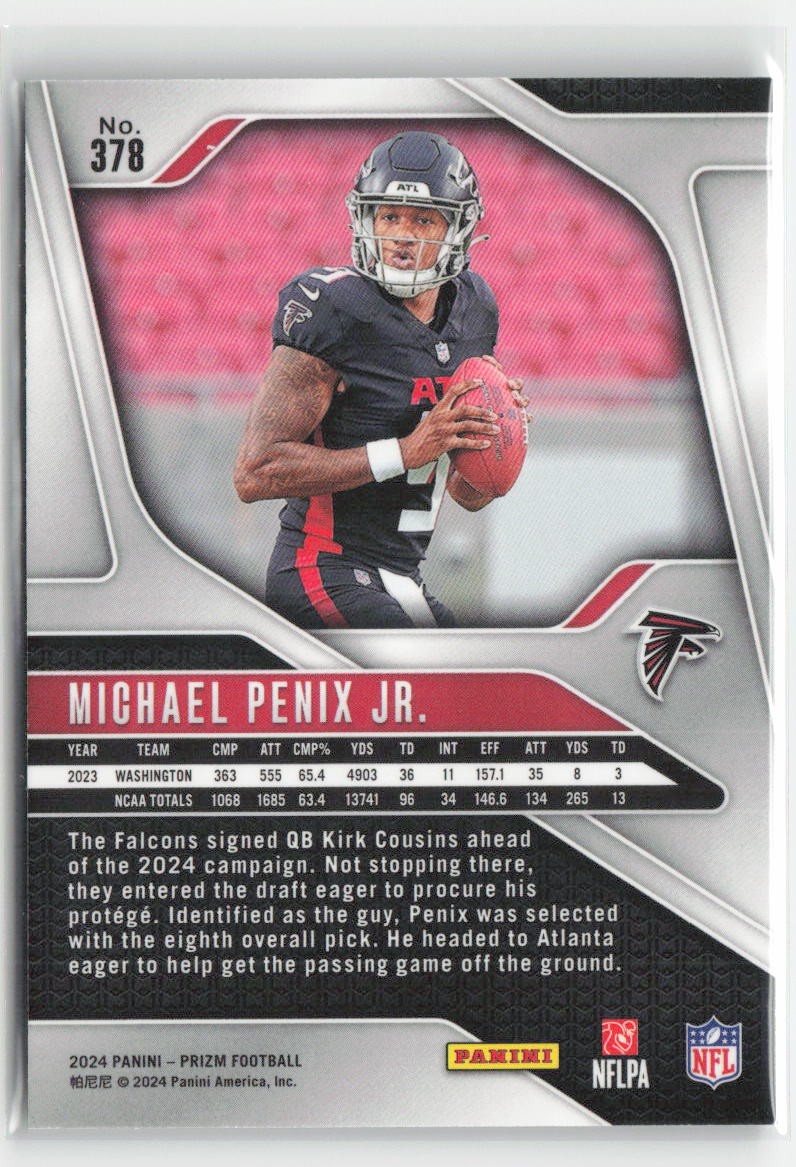 2024 Panini Prizm Michael Penix Jr. #378 Rookie Atlanta Falcons Football