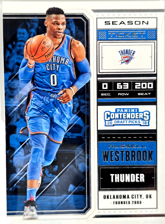 2018 Contenders Draft Picks Russell Westbrook #47 Season Ticket Blue Jersey UCLA