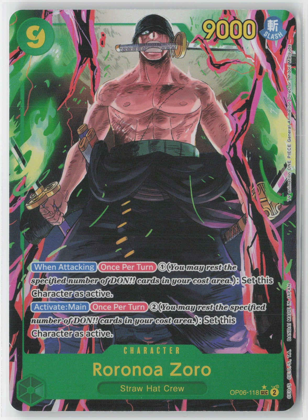 Roronoa Zoro Parallel OP06-118 SEC One Piece TCG Wings of Captain English