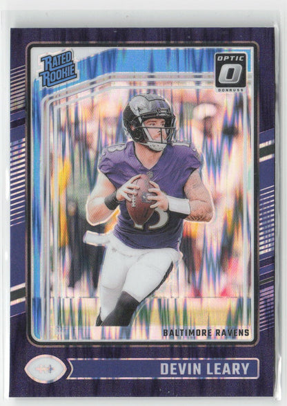 2024 Donruss Optic Devin Leary #227 Purple Shock Baltimore Ravens Football