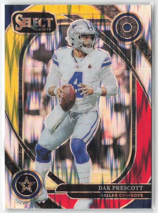 2024 Panini Select Dak Prescott #229 Red & Yellow Prizm Shock Dallas Cowboys