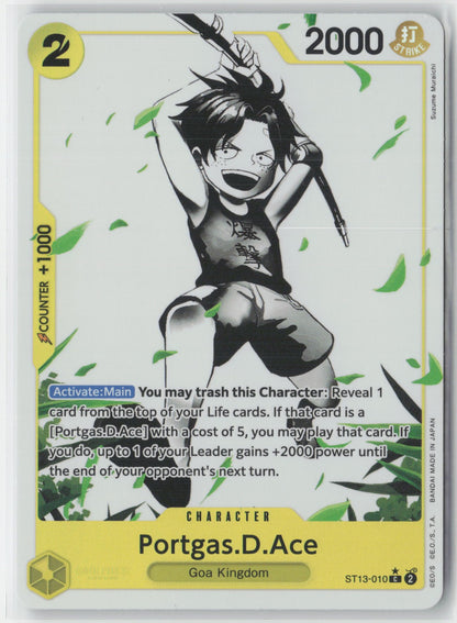 Portgas D Ace Parallel Foil ST13-010 SR One Piece TCG Ultra Deck Brothers ENG