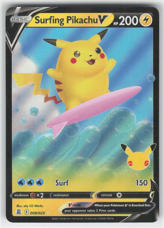 Surfing Pikachu V - CLB Celebrations #008/025 Ultra Rare Holo NM