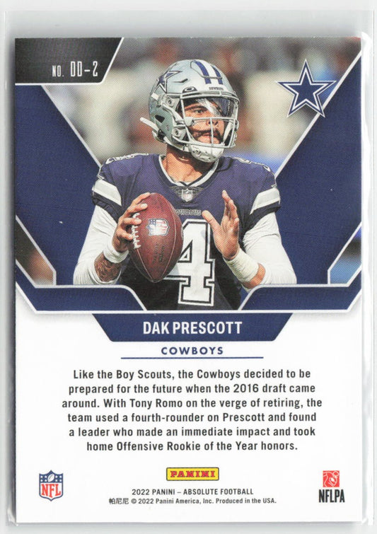 2022 Panini Absolute Dak Prescott #DD-2 Draft Diamonds Dallas Cowboys Football