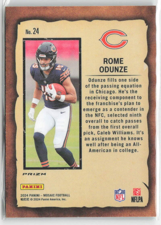 2024 Panini Mosaic Rome Odunze #24 Notoriety Mosaic Green Chicago Bears Football