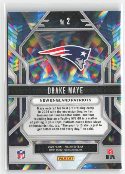 2024 Panini Prizm Drake Maye #2 Prizmatic New England Patriots Football