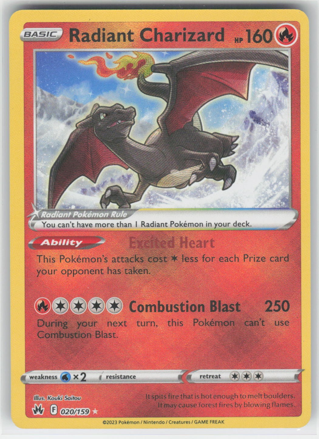 Radiant Charizard - CRZ Crown Zenith #020/159 Radiant Rare Holo NM