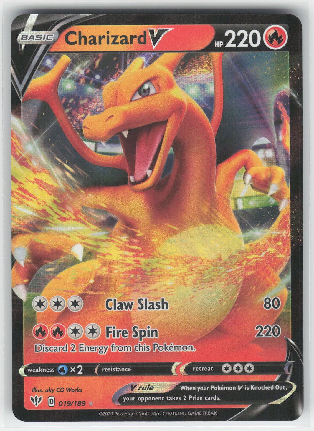 Charizard V - SWSH03 SWSH03: Darkness Ablaze #019/189 Ultra Rare Holo NM