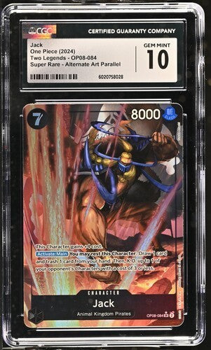 One Piece TCG OP08-084 Jack SR Alternate Art CGC GEM MINT 10 Two Legends