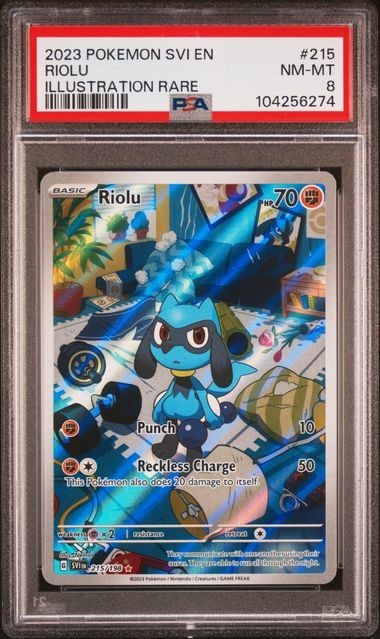 Riolu 215/198 Illustration Rare Holo PSA 8 Pokemon TCG Scarlet & Violet English