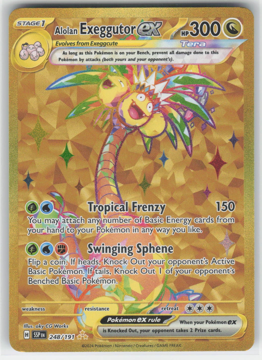 Alolan Exeggutor ex - - SSP SV08: Surging Sparks #248/191 Hyper Rare Holo NM