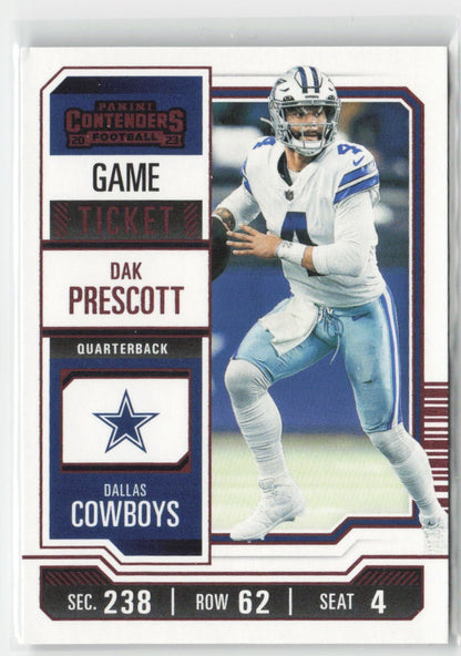 2023 Panini Contenders Dak Prescott #28 Game Ticket Red Dallas Cowboys Football