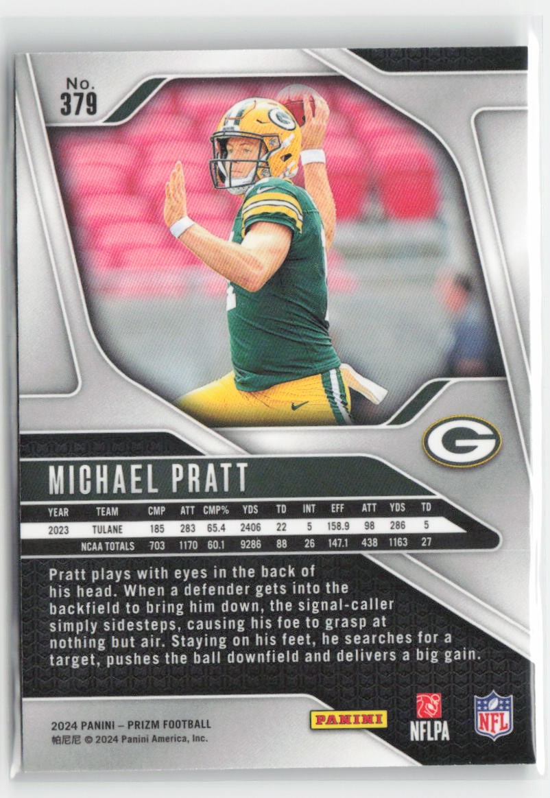 2024 Panini Prizm Michael Pratt #379 Rookie Green Bay Packers Football