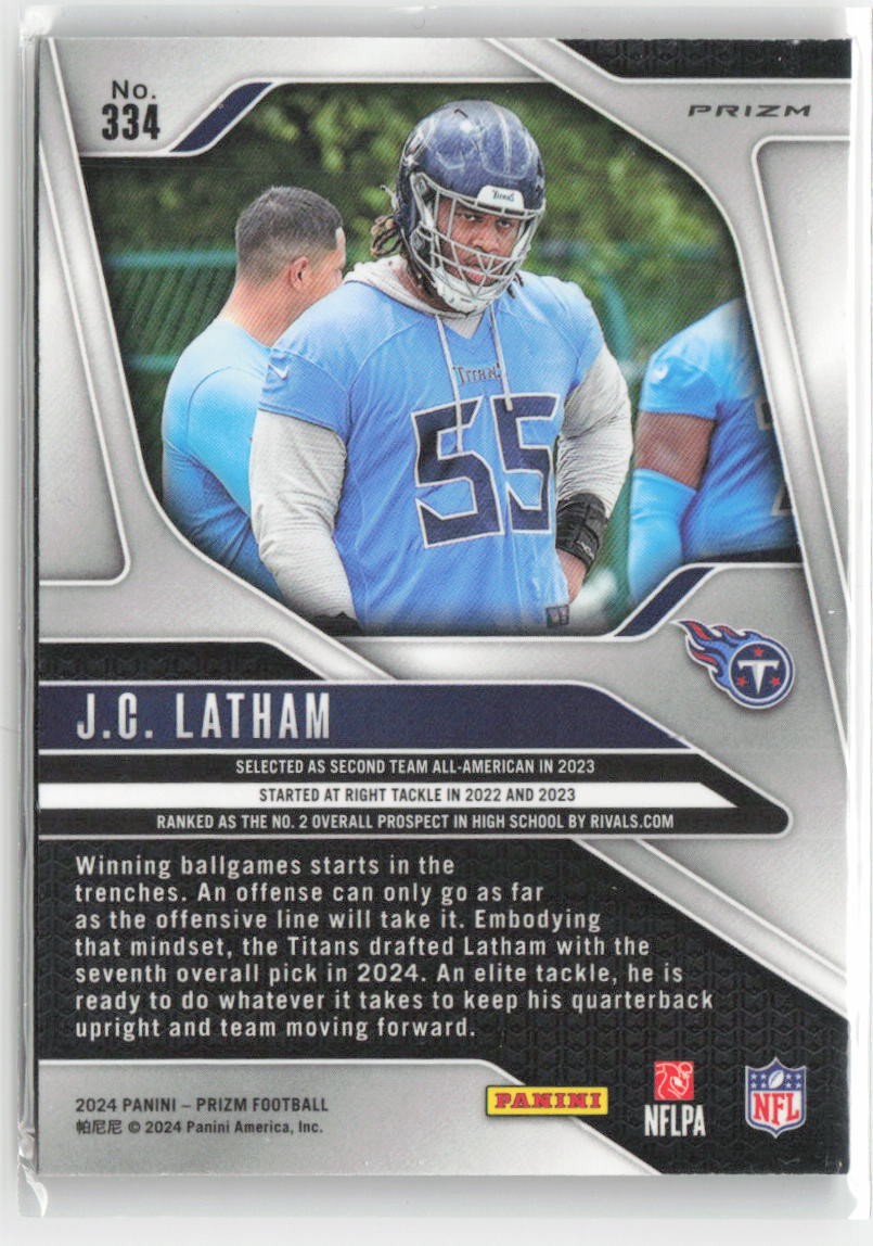 2024 Panini Prizm J.C. Latham #334 Rookie Lazer Tennessee Titans Football