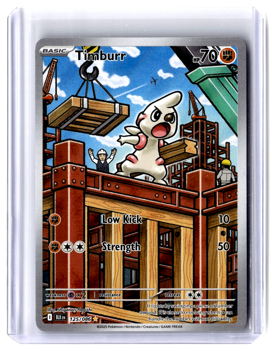 2025 Timburr 125/086 Illustration Rare Pokémon TCG Scarlet & Violet Black Bolt