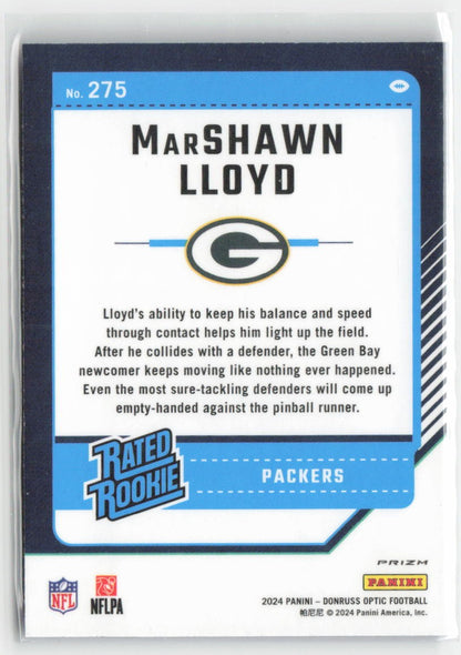 2024 Donruss Optic MarShawn Lloyd #275 Blue Hyper Green Bay Packers Football